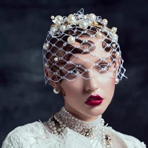 欧美新娘复古遮脸面纱头饰发箍古董纱摄影造型纱网纱网眼头纱配饰