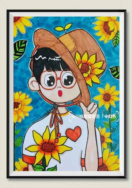 临摹  #萌娇小女子  #动漫  #马克笔画  #创意美术  #儿童画