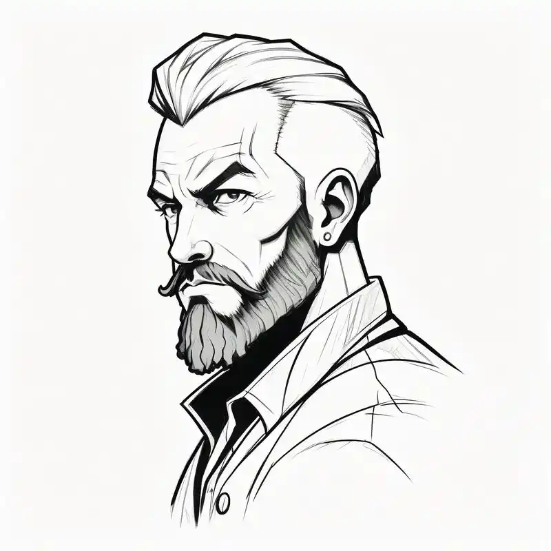 黑白素描大叔头像0669♂15彰显成熟魅力