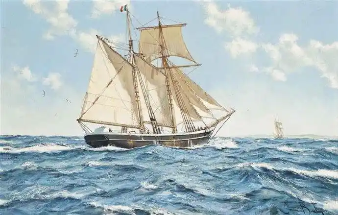 艺术家jamesbrereton大海上的帆船油画作品欣赏