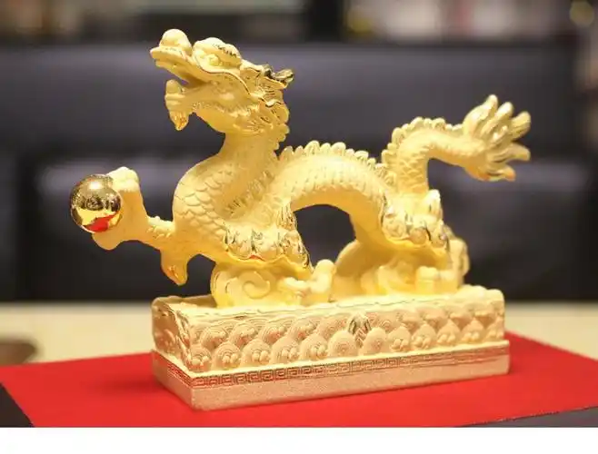 天藏绒沙金工艺品祥龙献瑞摆件黄金生肖龙乔迁开业送礼生日礼物创意