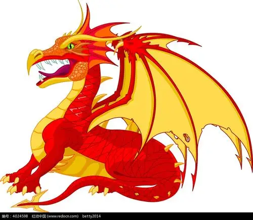 红色霸气飞龙时尚矢量动物插画