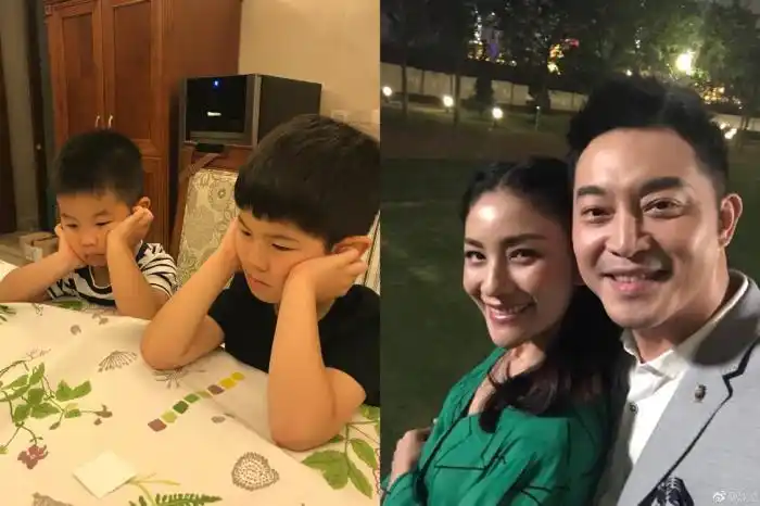 40岁沙溢全家近照: 背景显赫为人低调, 妻子素颜水嫩俩儿子可爱