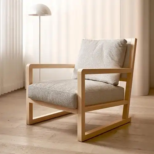 纳威日式侘寂风单人沙发意式极简轻奢网红北欧设计师布艺休闲椅