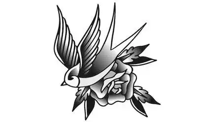 53张黑白燕子纹身手稿素材小图