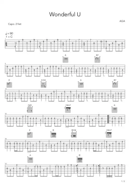 agawonderfulu吉他谱