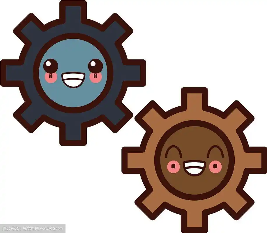 齿轮机械零件卡哇伊可爱的卡通