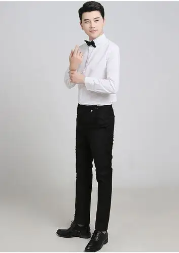 伴郎团服夏季男兄弟装礼服套装抢亲婚礼衬衣白色衬衫演出xxm 白色短袖