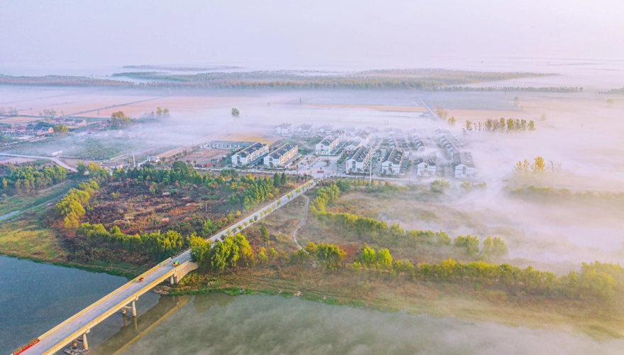 江苏泗洪:古汴秋雾如画