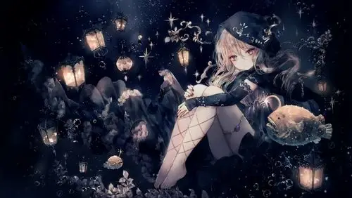 水下女生灯鱼泡泡4k动漫壁纸