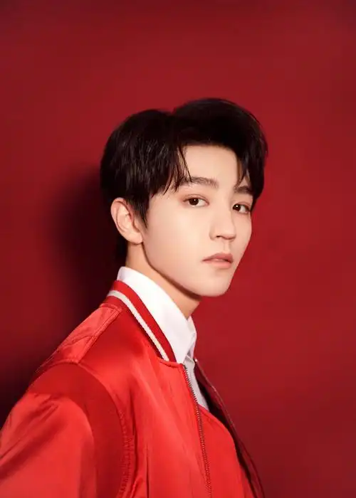 王俊凯元宵晚会造型,红色飞行员夹克,内搭印花白衬衫,俊逸风雅