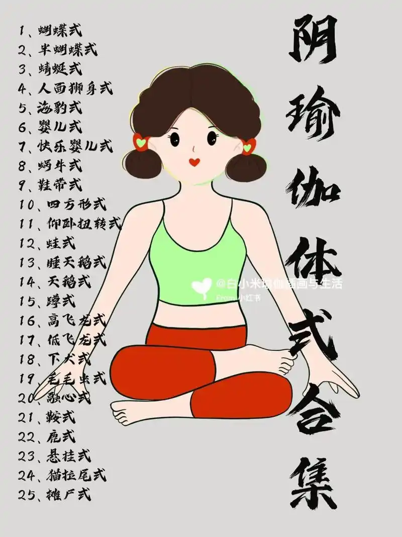 97最全阴瑜伽体式合集 #白小米瑜伽笔记# #瑜伽# #瑜伽体式# #阴