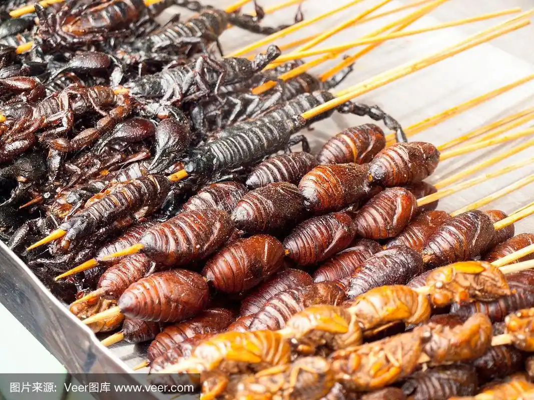 昆虫,烤的,蛆,俱乐部食品,蝎子