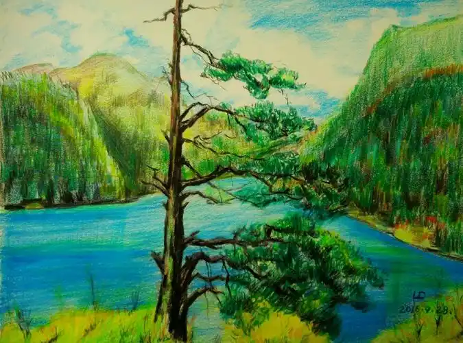 古桃山人彩铅画作品,请各位多指导!