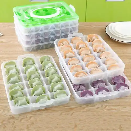 尚烤佳72格饺子盒冰箱速冻水饺馄饨盒保鲜盒速冻饺子盒塑料透明饺子盒