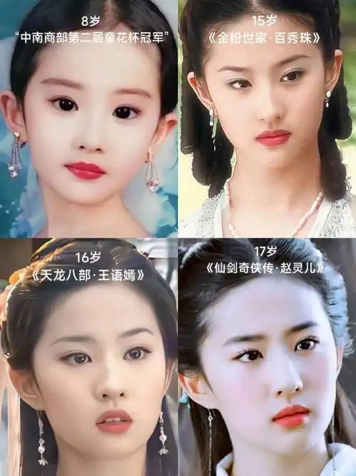 刘亦菲8岁至36岁颜值变化