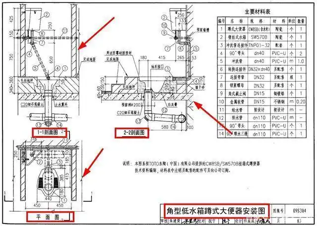 大便槽安装图 餐饮废水隔油器安装图 这份09s304卫生设备安装图集为超