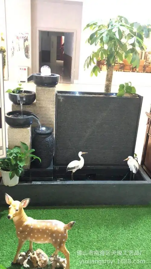 室内水景喷泉鱼池石雕鱼装饰摆件风水球喷泉大型酒店会所创意摆件