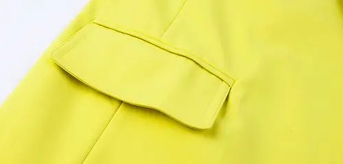 2014春装新款 长袖翻领中长款纯色西装外套 女 4mj1459p 荧光黄 均码