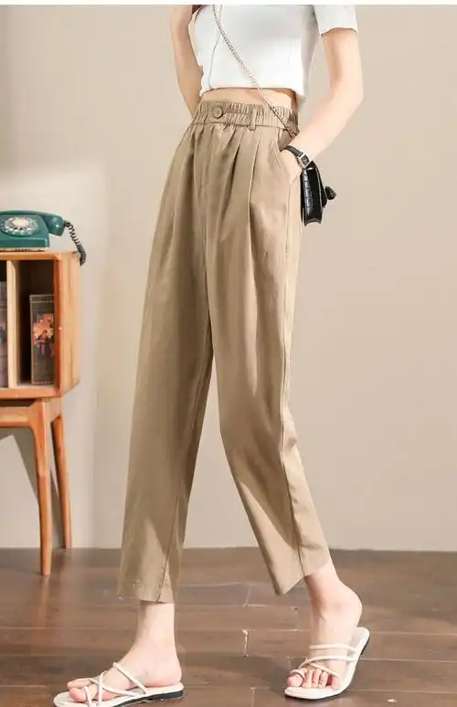 女裤裤型:哈伦裤裤长:七分裤服装款式细节:口袋厚薄:薄款年份季节