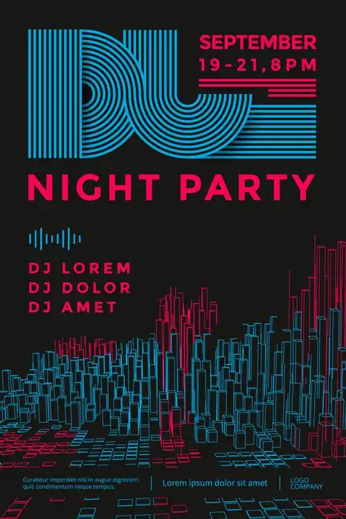 创意矢量现代风格的派对传单海报设计