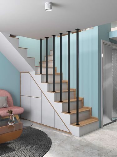 楼梯扶手护栏铁艺现代简约北欧风格室内家用儿童楼梯立柱