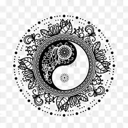 道教阴阳符号黑白花纹图形