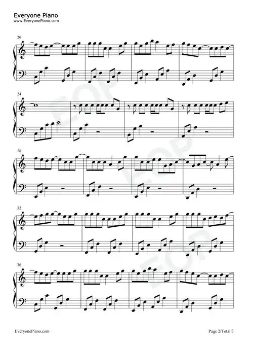 渐暖-c调简单版-时代少年团五线谱预览2