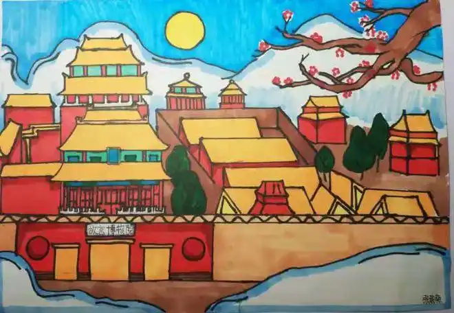 北京中小学生"画"说故宫|绘画|文物|艺术|太和殿_网易订阅