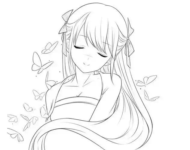 二次元美少女手绘线稿 我的私藏哦 有喜欢的吗?