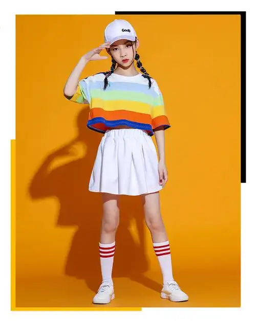 陆质 适合夏天小朋友时尚穿搭六一儿童啦啦操拉拉队演出服装表演现代