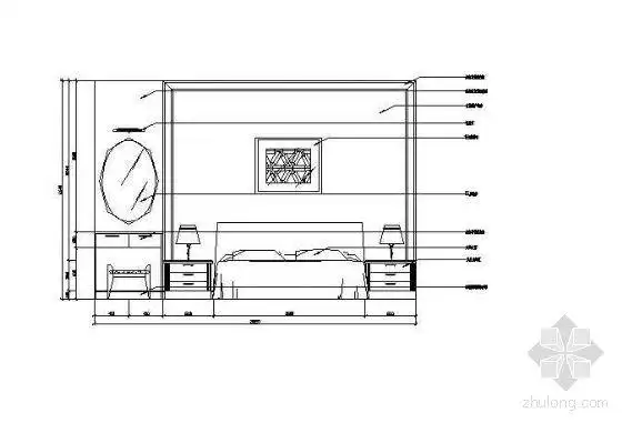 [图块/节点]床头墙面立面图块23