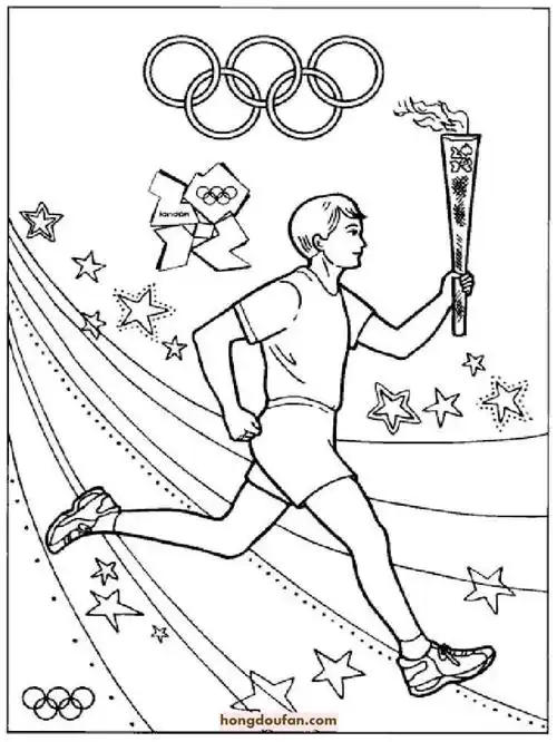 奥运五环体操短跑火炬图片-红豆饭小学生简笔画大全