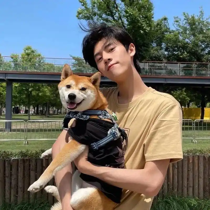 男头像抱着猫猫狗狗的男生头像