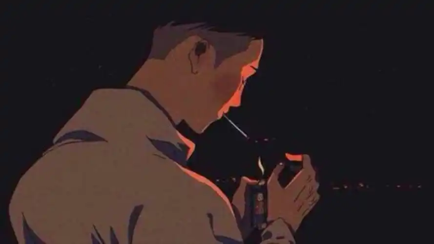 伤感男人抽烟背影