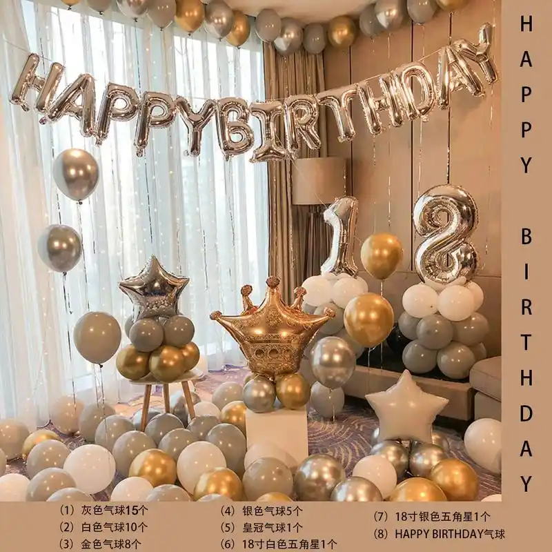 生日装饰品派对趴体女孩男生场景布置背景墙气球儿童周岁主题装扮