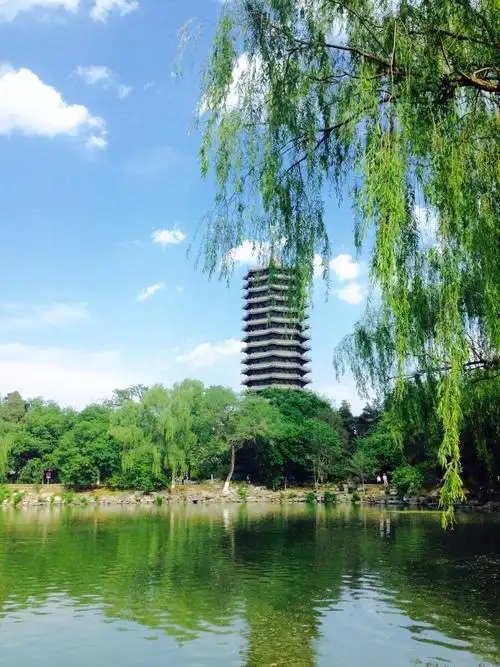 北大未名湖的一座塔.