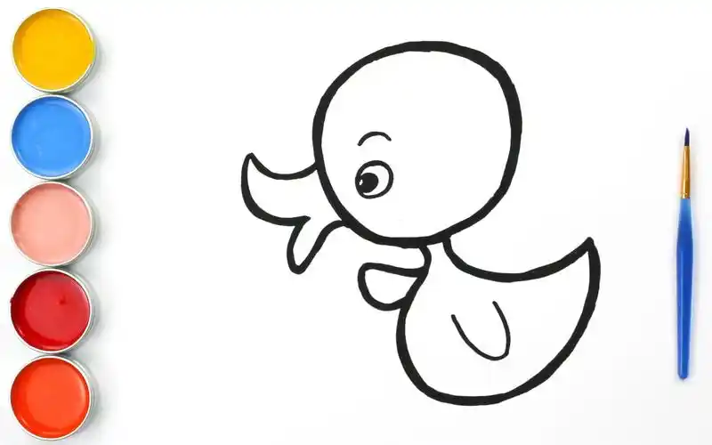 宝宝为彩绘小鸭子涂色启蒙英语颜色早教