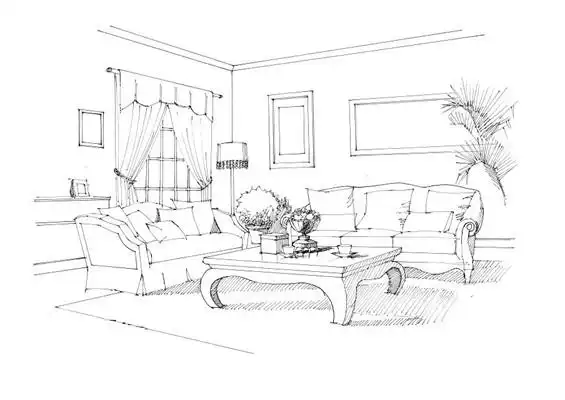 现代客厅手绘图