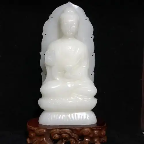 阿富汗白玉观音菩萨摆件大日如来观世音菩萨家居饰品客厅摆件礼品