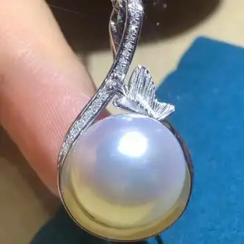 pearlboat 澳白珍珠吊坠 海水珍珠项链18k金镶嵌钻石锁骨链送女友送