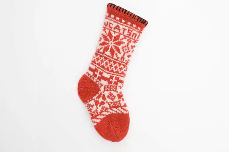 白天,白色背景,正面,静物,圣诞节,节日,庆祝,文化,圣诞袜,袜子,一只