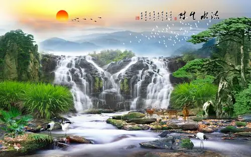 设计元素 自然素材 其他 > 山水瀑布风景流水生财 版权图片 分享