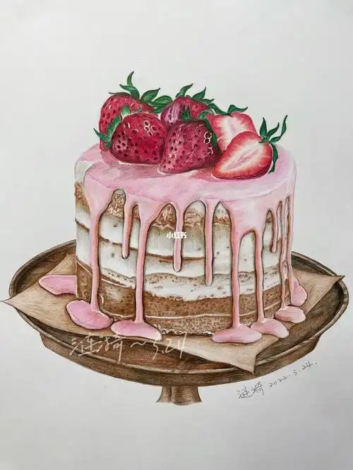 红辉#彩铅手绘  #蛋糕  #生日蛋糕  #寻找小红书绘画大神
