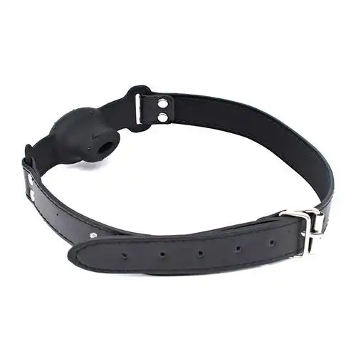 另类情趣硅胶口塞红色口枷空心设计口水狂流皮革口球sm刑具成人用品