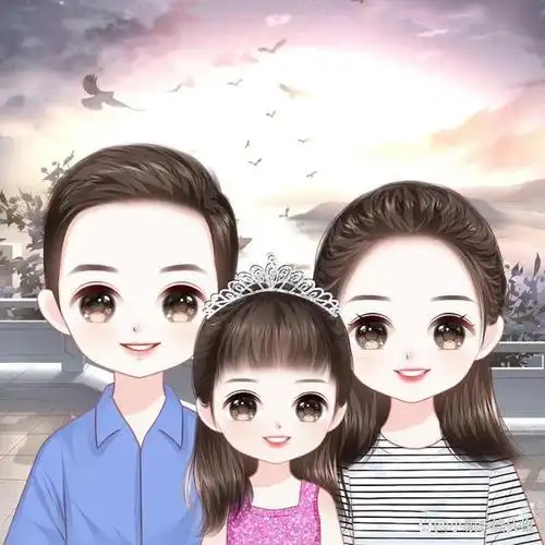 一家三口家庭头像,简单温馨的生活,美好幸福