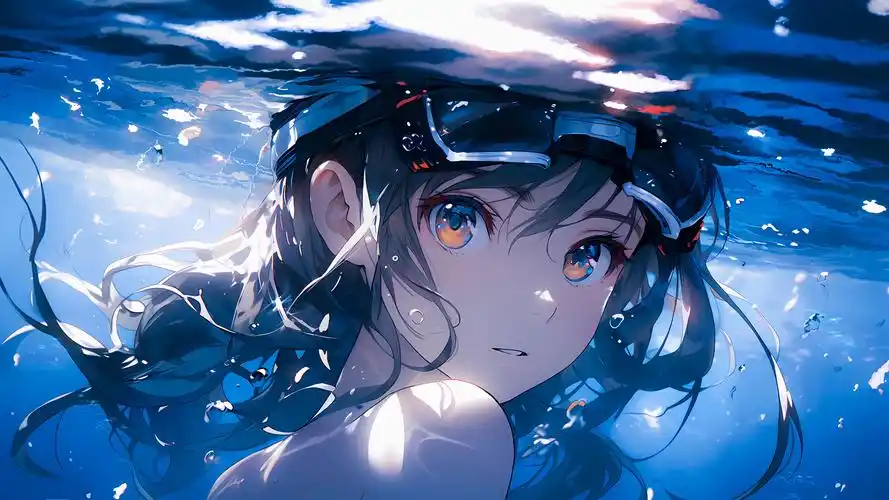动漫女孩桌面壁纸,免费下载水下可爱背景图