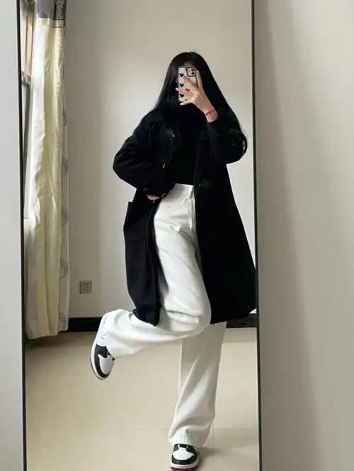 垂感长度都超的白色高腰阔腿裤60