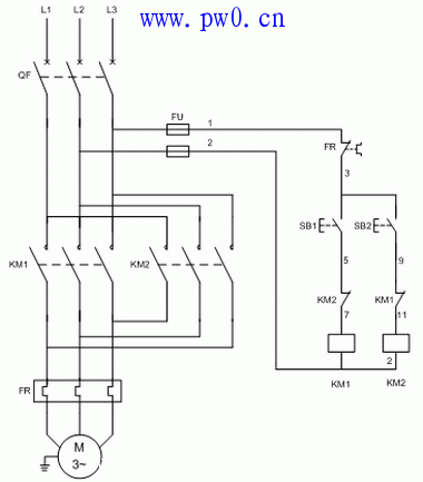 电动机正反转点动接触器互锁电路_电工基础知识_电工技术-电工最常见