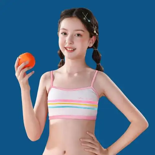 少女时尚内衣发育期学生小女孩文胸卡通吊带中大童小背心儿童抹胸猫猫